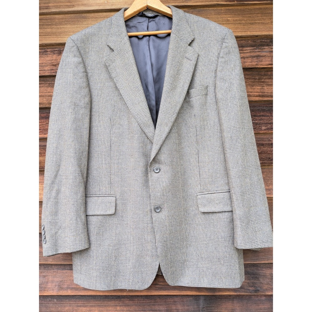 Jos A Bank Executive Collection Gray Houndstooth Silk Wool Blazer 44L Business